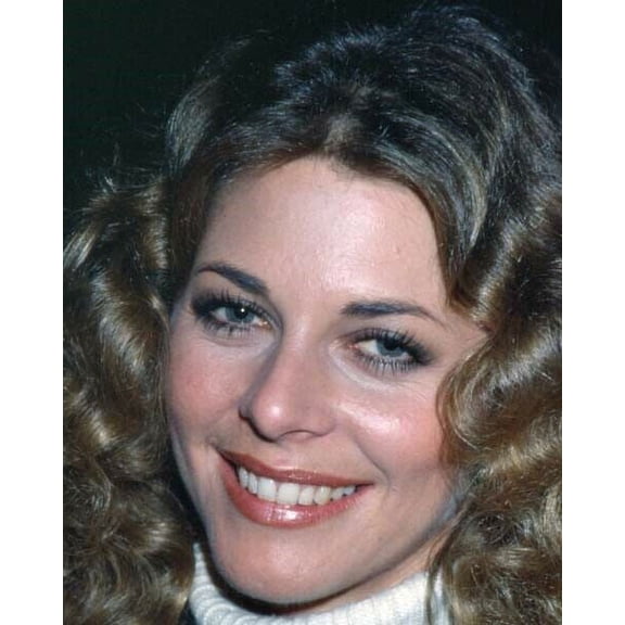 Lindsay Wagner close-up smiling portrait in white polo neck sweater 11x17 poster