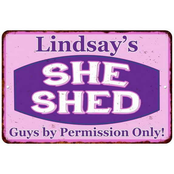 Lindsay's Purple & Pink SHE SHED Vintage Sign 12x18 Woman Decor 112180040401