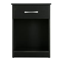 Lindsey 1-Drawer Black Nightstand (24"H x 16"W x 18"D)
