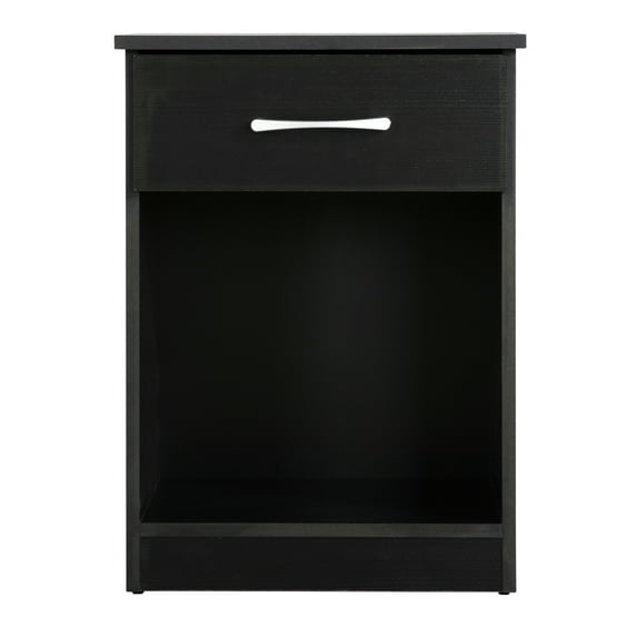 Lindsey 1-Drawer Black Nightstand (24"H x 16"W x 18"D)