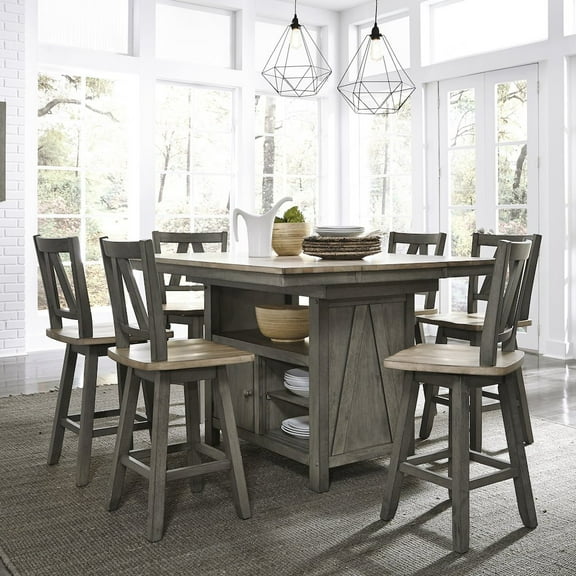 Lindsey Farm Light Gray 7 Piece Gathering Table Set