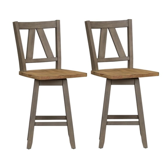Lindsey Farm Light Gray Counter Height Swivel Chair (RTA)-Set of 2