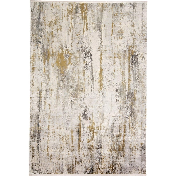 Lindstra Gradient Watercolor Rug, Ivory/Gray/Gold, 4ft-10in x 7ft-10in Area Rug