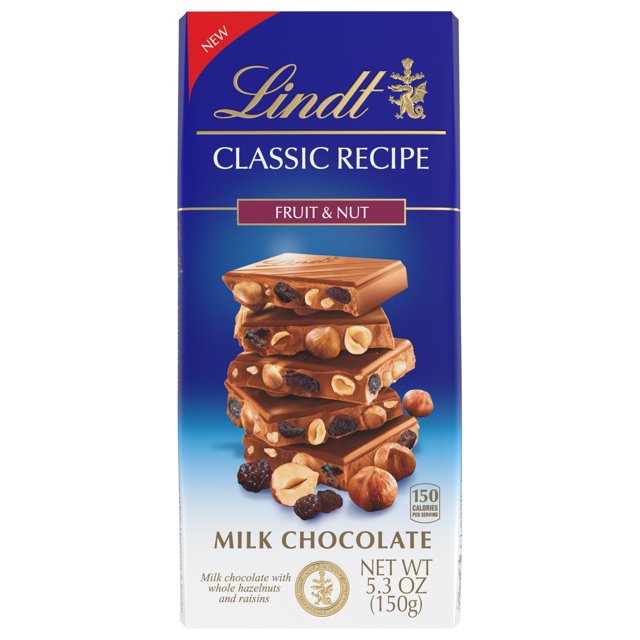 Lindt CLASSIC RECIPE Fruit and Nut Milk Chocolate Candy Bar, 5.3 oz