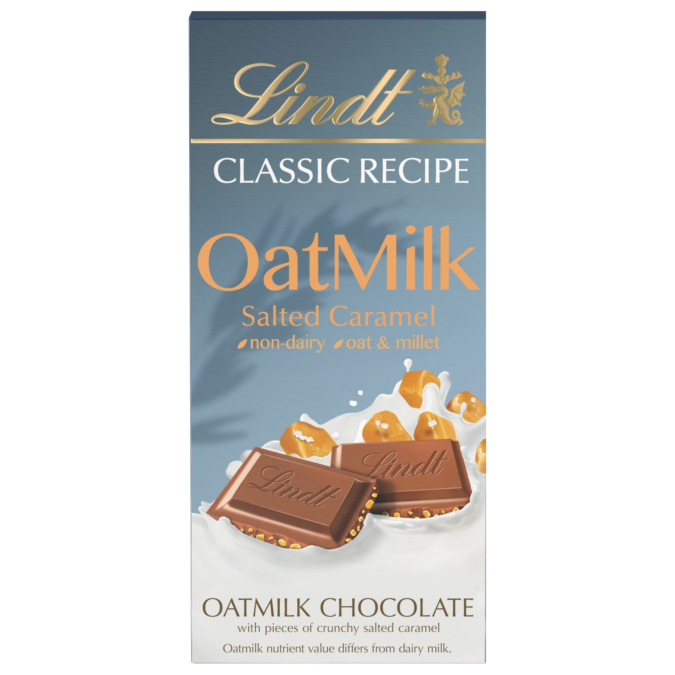 Lindt CLASSIC RECIPE OatMilk Salted Caramel Non-Dairy Chocolate Candy Bar, 3.5 oz, Bar