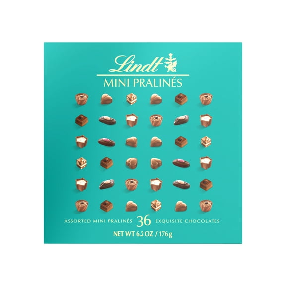 Lindt Chocolate Candy Mini Pralines Gift Box Teal, 6.2 oz