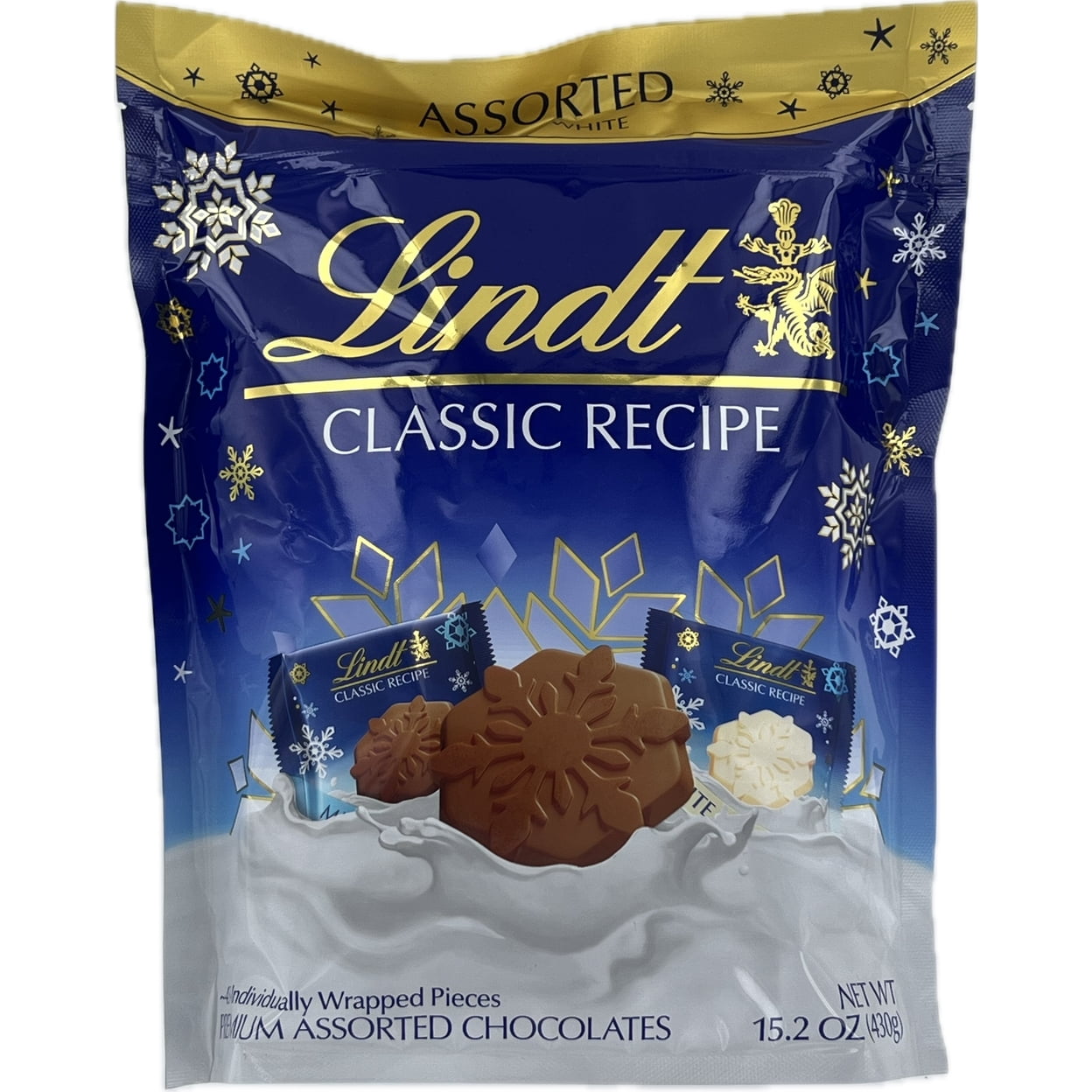 Lindt Classic Recipe Milk & White Snowflake Chocolates, 15.2 oz
