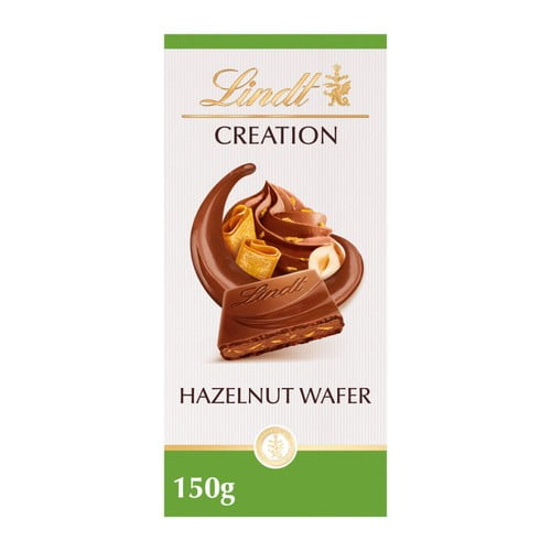 Lindt Creation Milk Hazelnut Wafer Chocolate Bar 150g, British Import (Pack of 3)