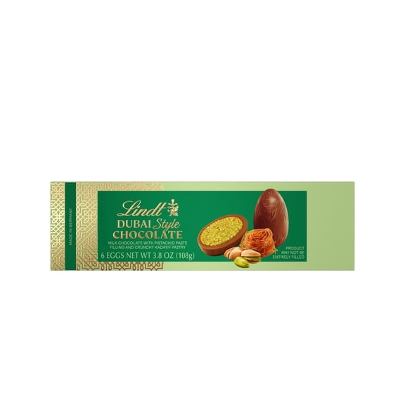 Lindt Dubai Style Milk Chocolate Candy Easter Eggs with Pistachio & Kadayif, 3.8 oz., 6 Count