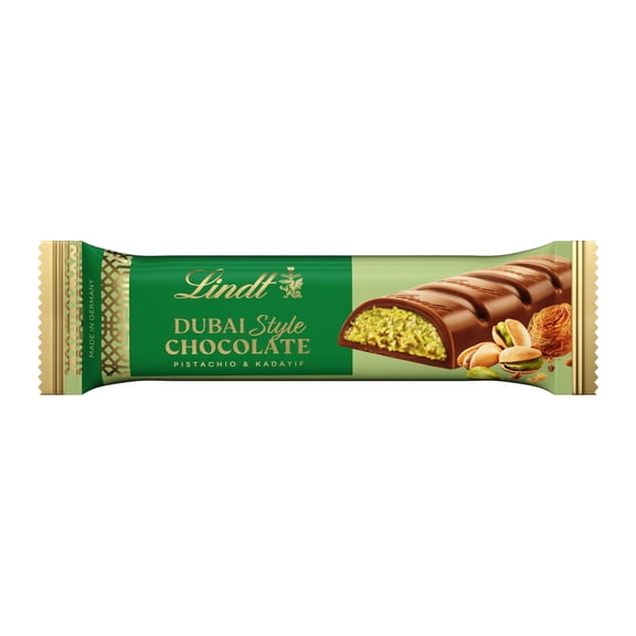 Lindt Dubai Style Milk Chocolate Candy with Pistachio & Kadayif, 1.4 oz. Stick