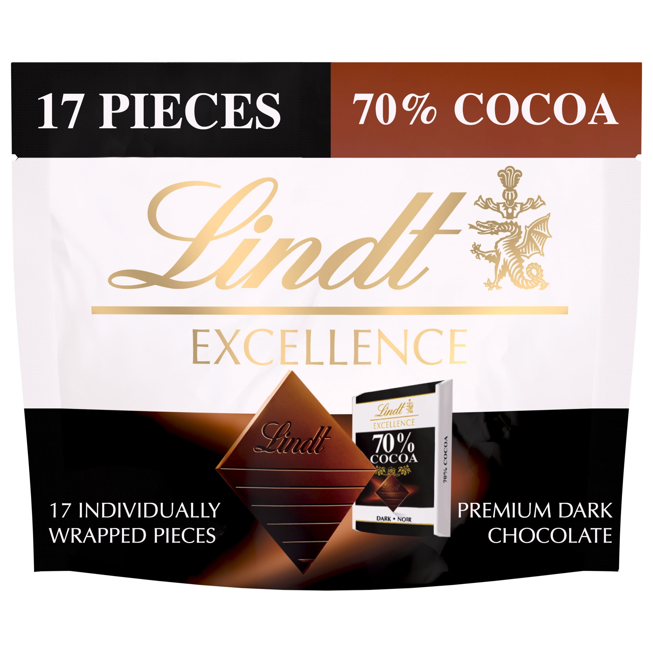 Lindt EXCELLENCE 70% Cocoa Dark Chocolate Candy, 6.0 oz. Pouch