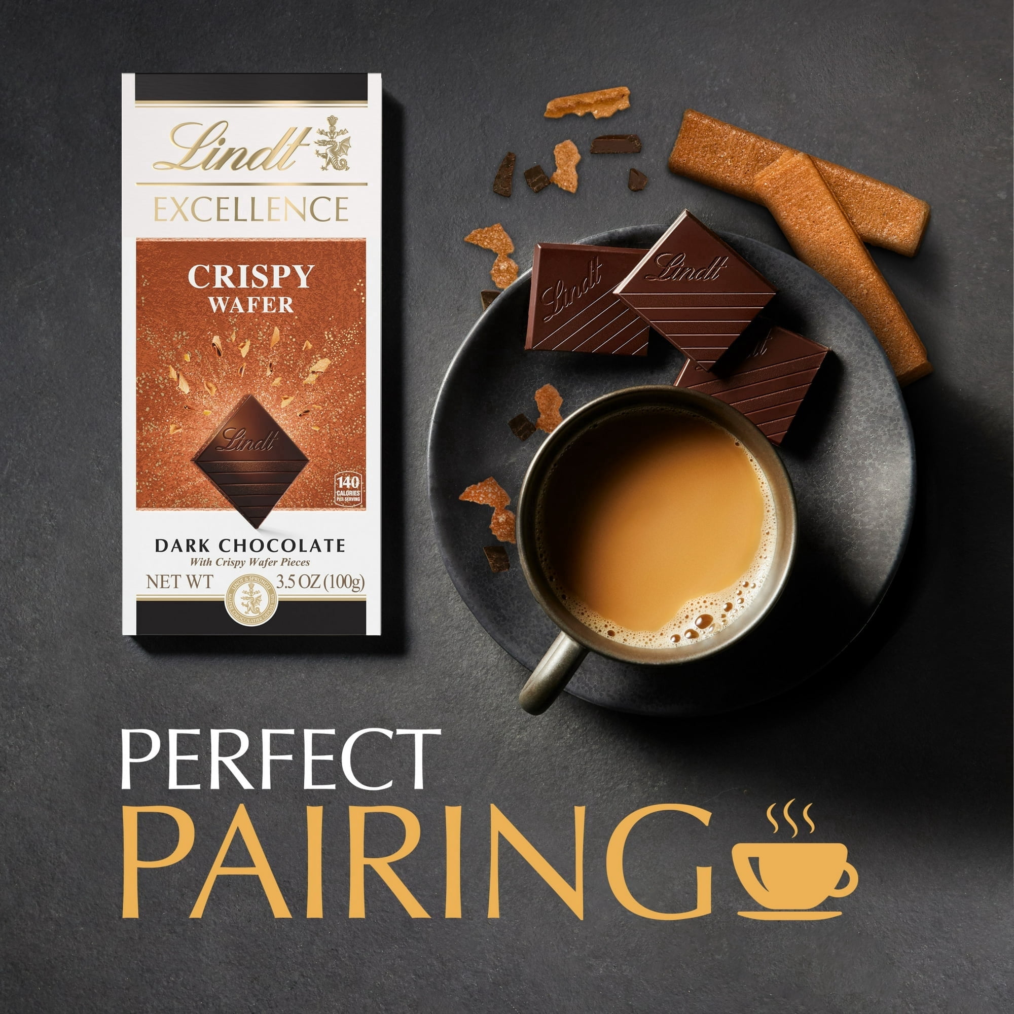 Lindt EXCELLENCE Crispy Wafer Dark Chocolate Candy Bar, 3.5 oz, Bar