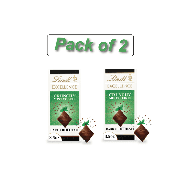 Lindt EXCELLENCE Crunchy Mint Cookie Dark Chocolate Bar 3.5 oz (Pack of 2)