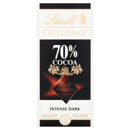 Lindt Excellence 70% Cocoa Dark Chocolate Bar 100g, British Import (Pack of 3)