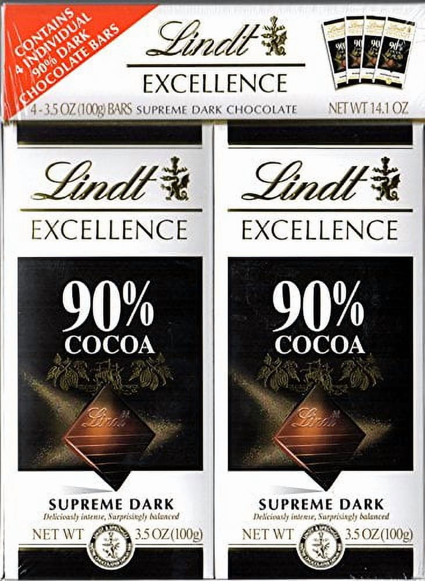 Lindt Excellence 90% Cocoa Supreme Dark Chocolate, 4 pk./3.5 oz.