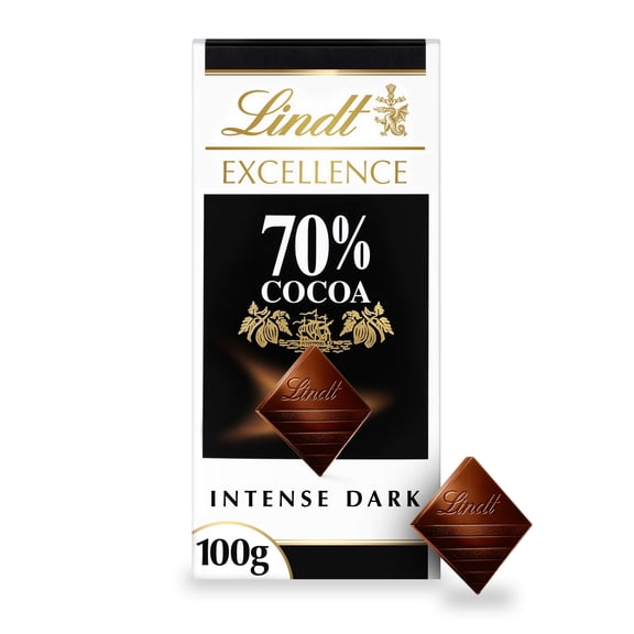 Lindt Excellence Dark Chocolate Bar - 70% Cocoa 100g, Imported from Britain