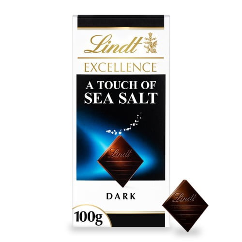 Lindt Excellence Dark Sea Salt Chocolate Bar 100g, British Import (Pack of 3)