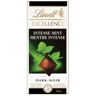 Lindt Excellence Intense Mint Dark Chocolate Bar, 100g/3.5 oz