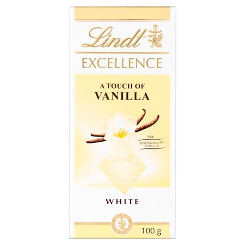 Lindt Excellence Natural Vanilla White Chocolate Bar 100g, British Import (Pack of 3)