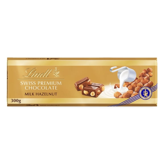 Lindt Gold Bar Milk Chocolate With Hazelnuts 300G, Imported from Britain