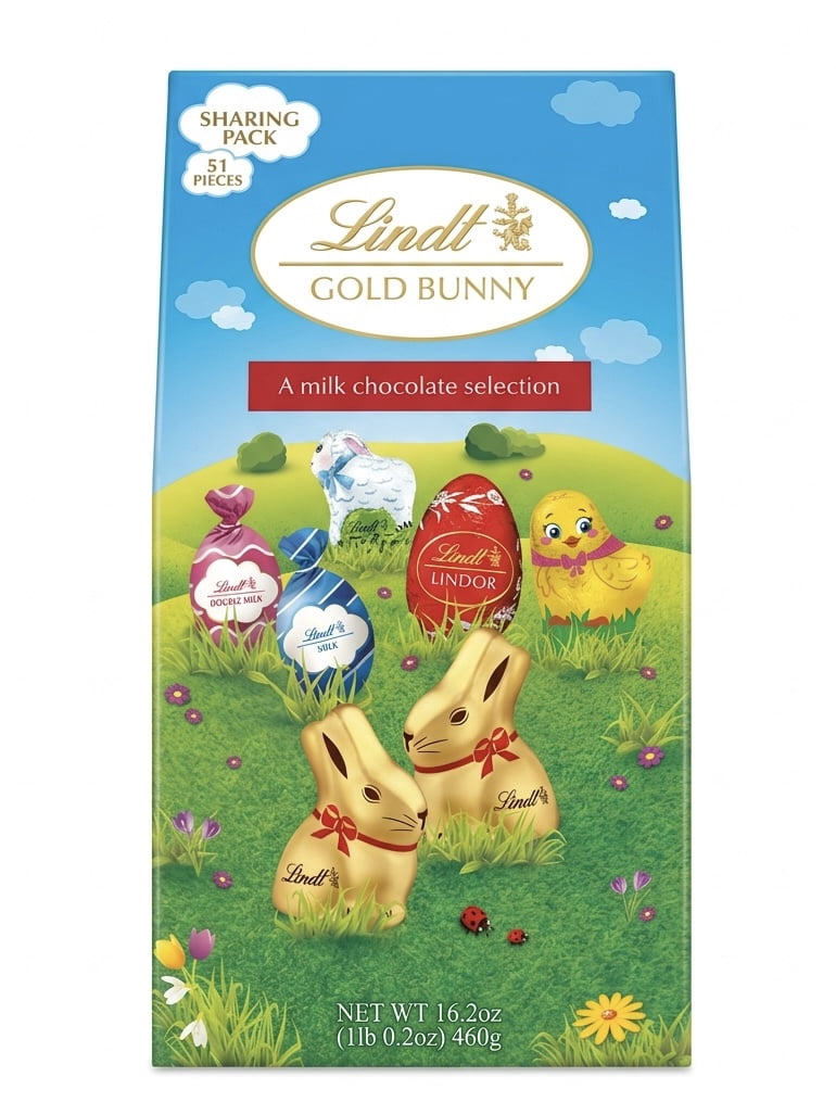 Lindt ゴールドバニー 460g 51個 Lindt Gold Bunny A Milk Chocolate Selection 51 Pieces, Sharing