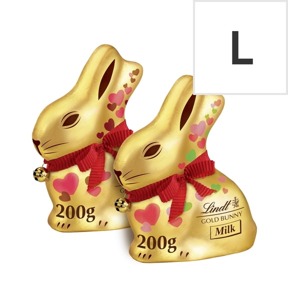 Lindt Gold Bunny Milk Chocolate with Hearts 200g, Imported from Britain