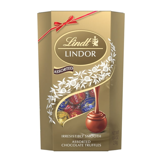 Lindt LINDOR Assorted Chocolate Candy Truffles Gift Box, 8.4 oz