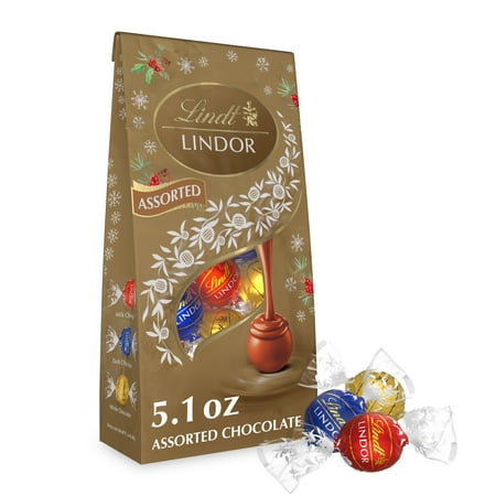 Lindt LINDOR Assorted Chocolate Christmas Candy Truffles, 5.1 oz. Bag