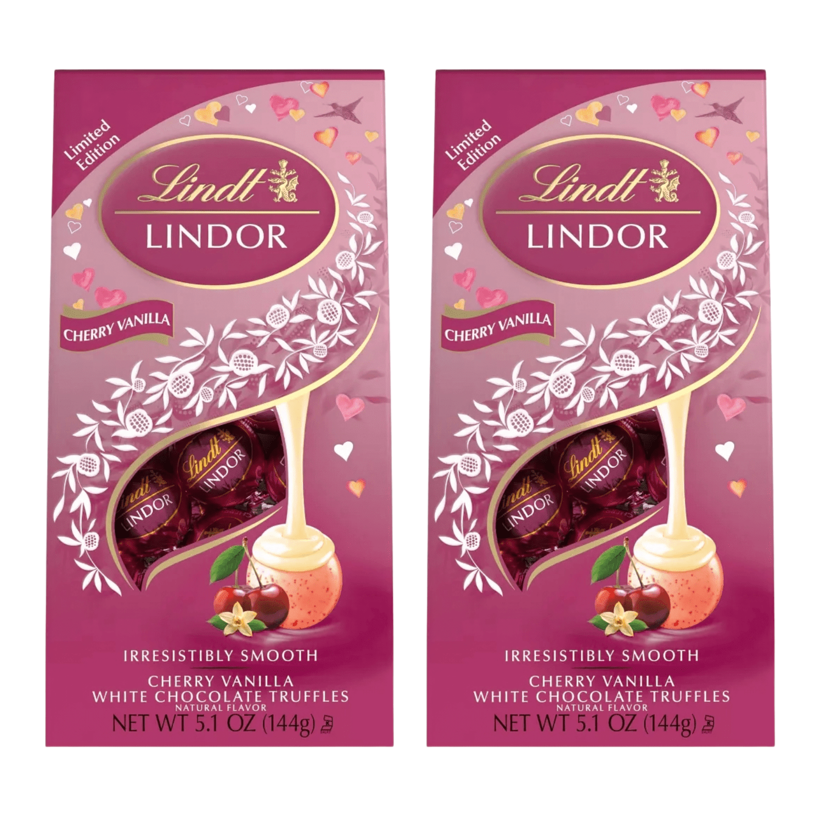 Lindor Cherry Lindt LINDOR Cherry Vanilla White Chocolate Truffles Candy, 5.1 oz, 2 ...