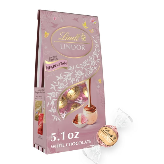 Lindt LINDOR Easter Neapolitan White Chocolate Candy Truffles, Easter Gifting, 5.1 oz. Bag