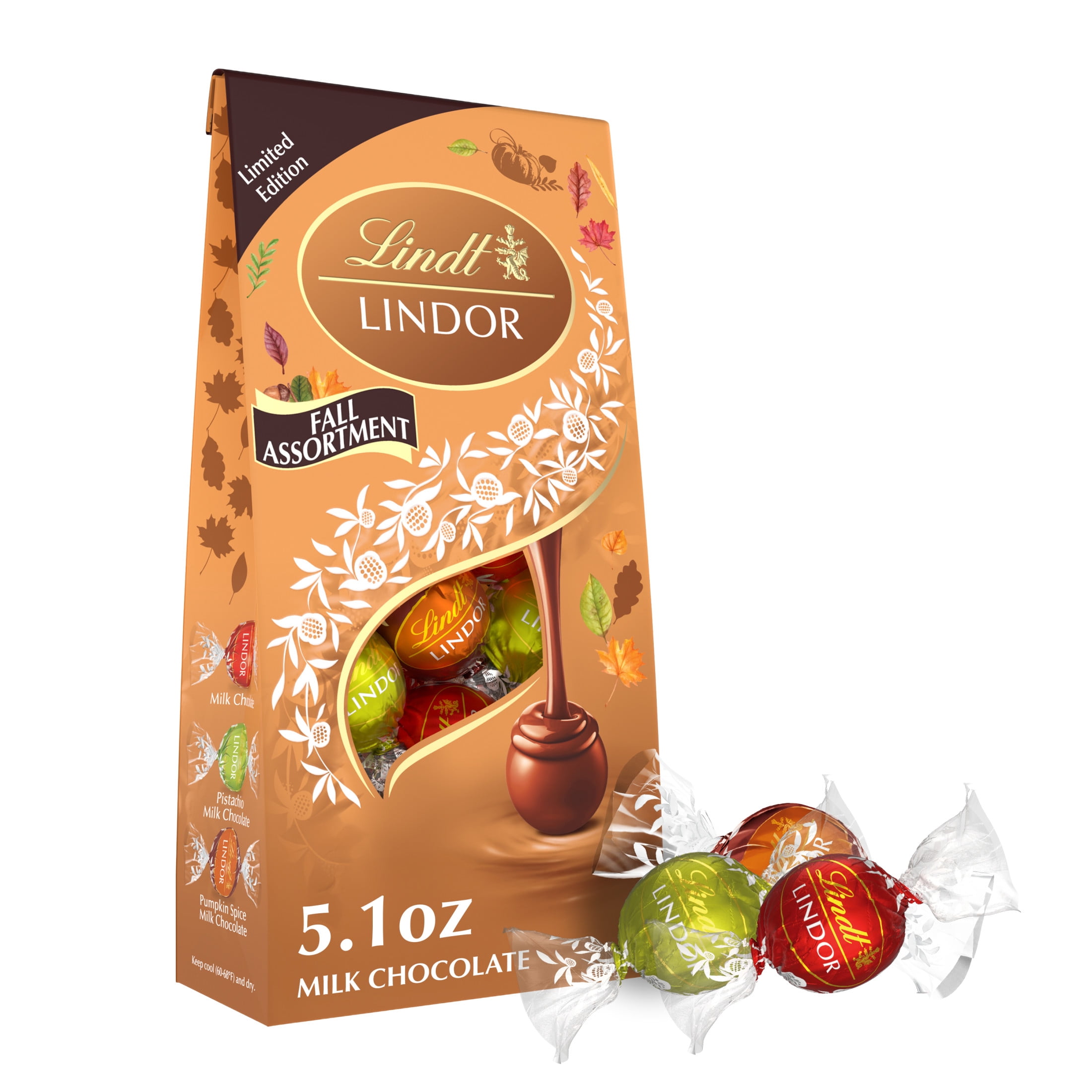 Lindt LINDOR Fall Assorted Milk Chocolate Candy Truffles, 5.1 oz