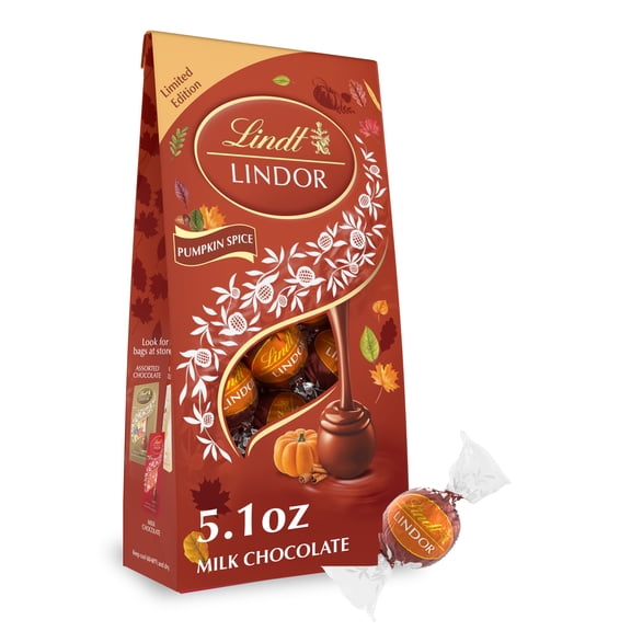 Lindt LINDOR Fall Pumpkin Spice Milk Chocolate Candy Truffles, 5.1 oz. Bag