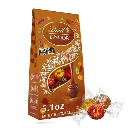 Lindt Lindor Harvest Milk Assorted Chocolate Candy Truffles, 5.1 oz. Bag