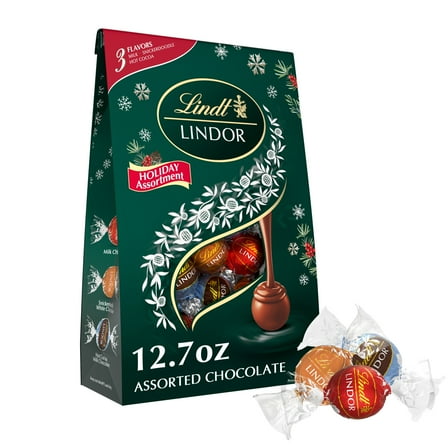 Lindt Lindor Holiday Assorted Chocolate Candy Truffles, 12.7 oz. Bag