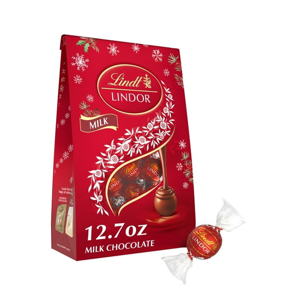 Lindt LINDOR Milk Chocolate Christmas Candy Truffles, 12.7 oz. Bag