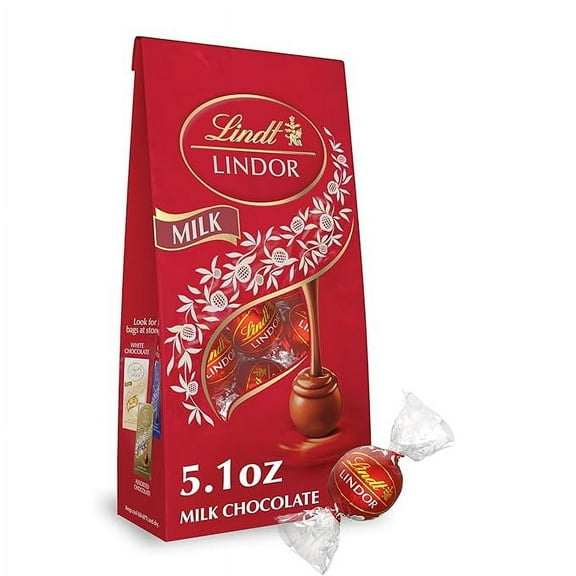 Lindt LINDOR Milk Chocolate Candy Truffles, Milk Chocolate with Smooth, Melting Truffle Center, 5.1 oz. Bag
