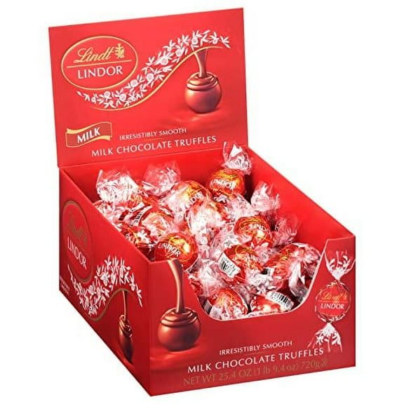 Lindt LINDOR Milk Chocolate Candy Truffles with Smooth, Melting Truffle Center, Chocolate for Holidays, 25.4 oz., 60 Count