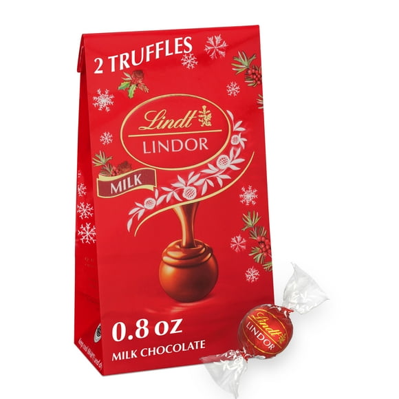 Lindt LINDOR Milk Chocolate Christmas Candy Truffles, 0.8 oz. Mini Bag