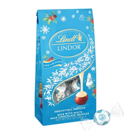 Lindt LINDOR Snowman Milk with White Milk Chocolate Candy Truffles, 8.5 oz. Bag