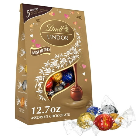 Lindt LINDOR Valentine's Day Assorted Chocolate Candy Truffles, 12.7 oz. Bag