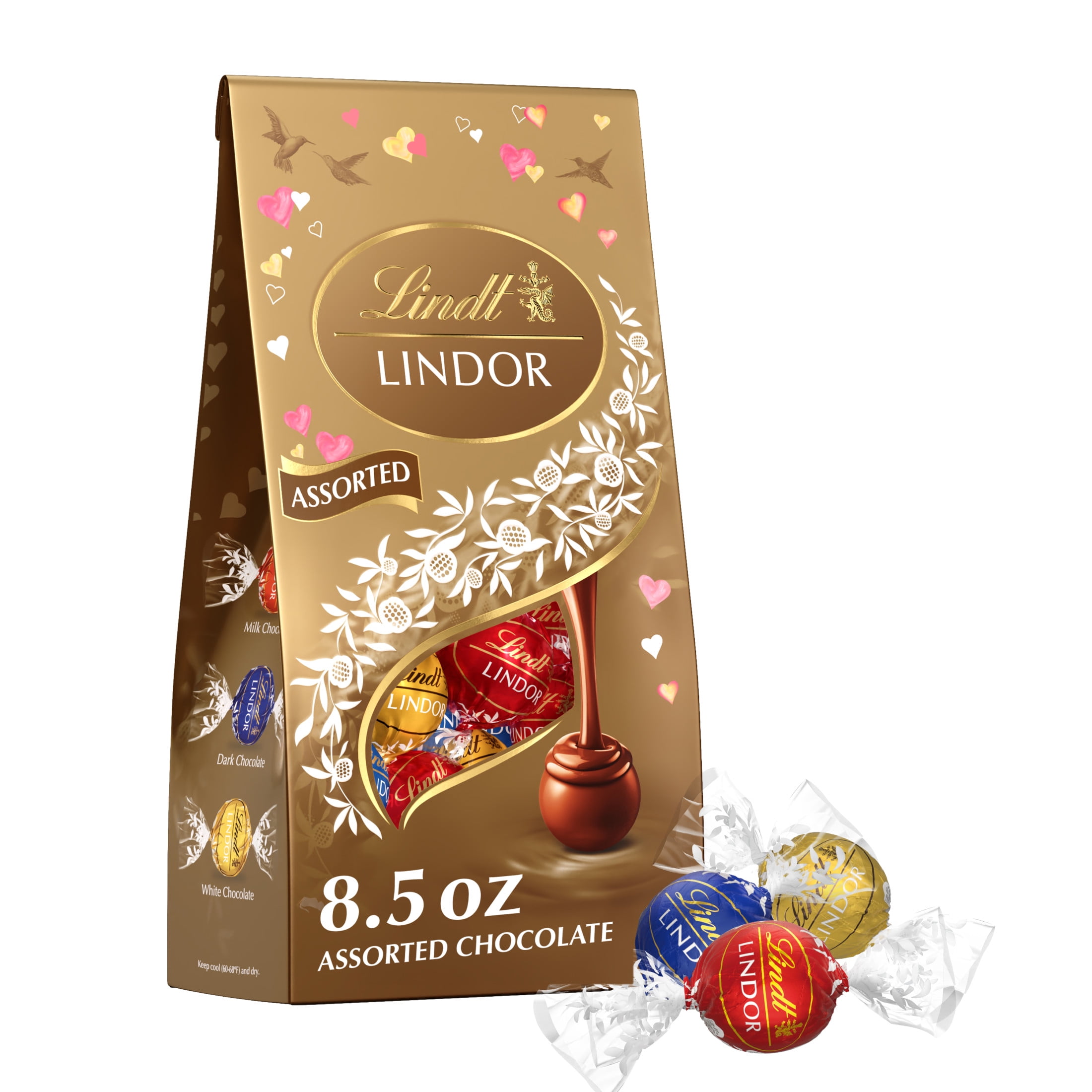 Lindt LINDOR Valentine's Day Assorted Chocolate Candy Truffles, 8.5 oz. Bag