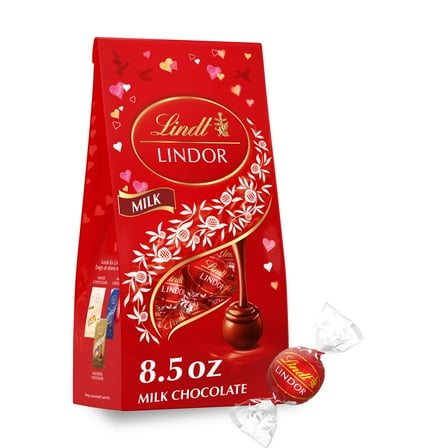 Lindt LINDOR Valentine's Day Milk Chocolate Candy Truffles, 8.5 oz. Bag