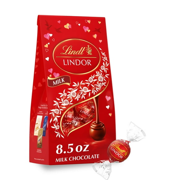 Lindt LINDOR Valentine's Day Milk Chocolate Candy Truffles, 8.5 oz. Bag