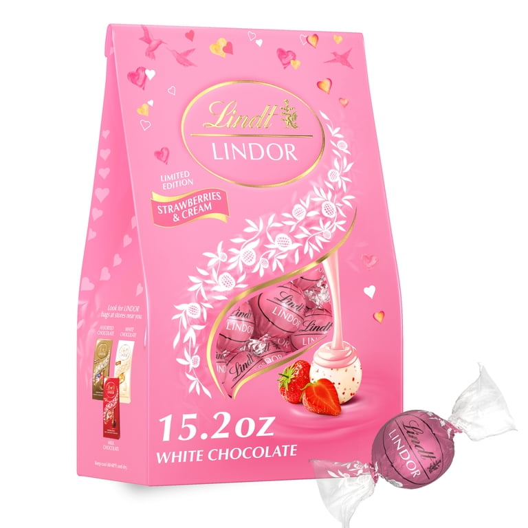 Lindt, White Chocolate Truffles, 15.2 oz, Strawberries and Cream
