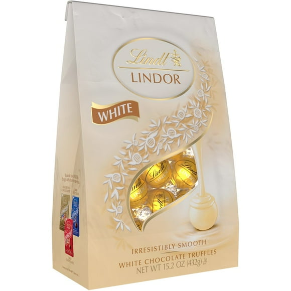 Lindt LINDOR White Chocolate Candy Truffles, Chocolates with Smooth, Melting Truffle Center, 15.2 oz. Bag