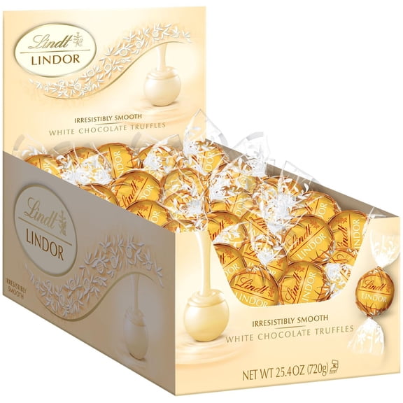 Lindt LINDOR White Chocolate Truffles, 25.4 oz, 60 Ct