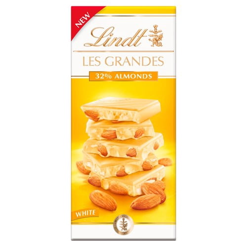 Lindt Les Grandes Almond & White Chocolate Bar 150g, British Import (Pack of 3)