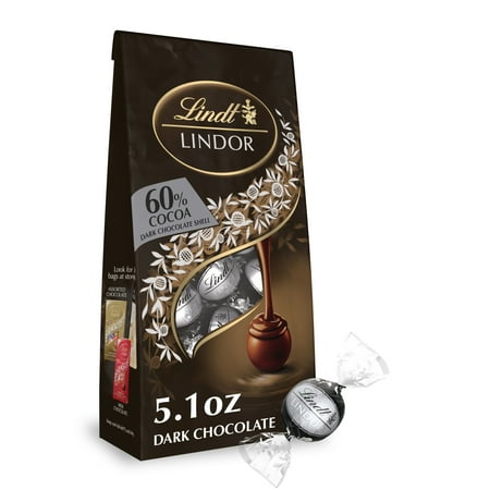 Lindt Lindor 60% Extra Dark Chocolate Candy Truffles, 5.1 oz, Bag