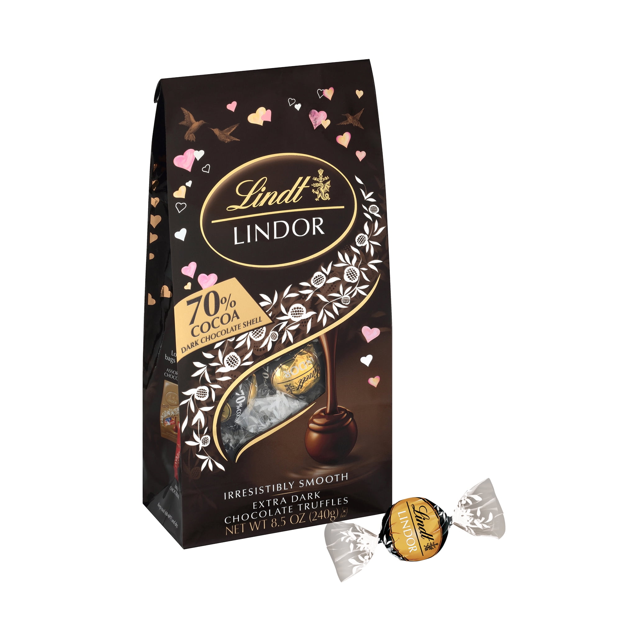 Lindt Lindor 70 Extra Dark Chocolate Candy Truffles, 8.5 oz. Bag