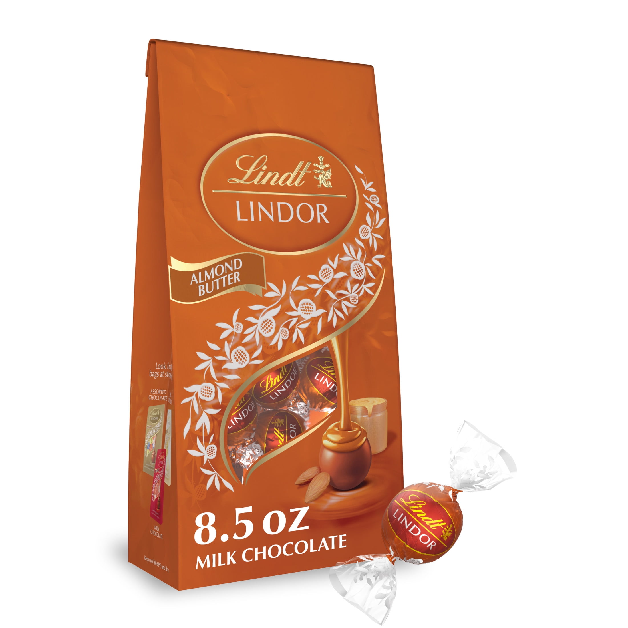 Lindt Lindor Almond Butter Milk Chocolate Truffles, 8.5 oz. Bag